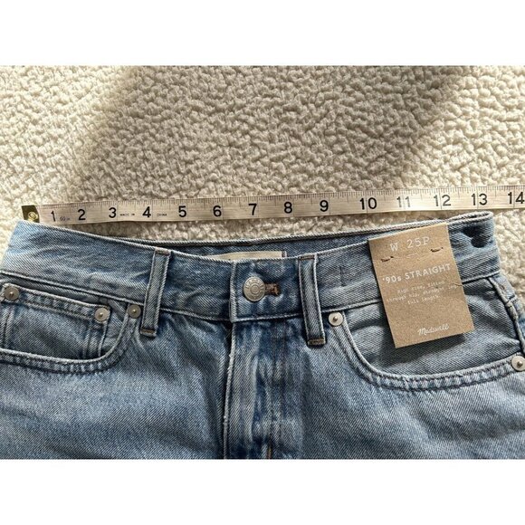 Madewell The'90s Straight Jean in Revoir Wash Ripped Raw Hem Size 25 Petite - Picture 10 of 13